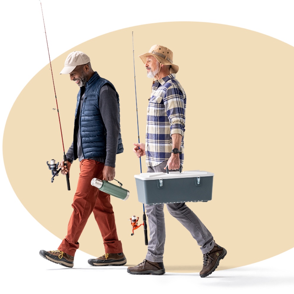 men smiling after discussing the benefits of a U.S. Bank Trade-Up CD